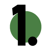 Schwarze Zahl 1 mit einem grünen Kreis im Hintergrund