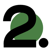 Schwarze Zahl 2 mit einem grünen Kreis im Hintergrund